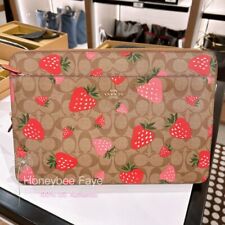 NWT Coach Laptop Sleeve In Signature Canvas With Wild Strawberry Print CH833 picture