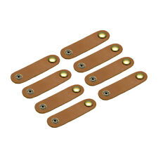 8Pcs Leather Cable Straps Cord Organizer 80x20mm Cable Ties Portable Light Brown picture