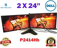 Dual Dell 24inch Monitors P2414Hb 1920 x 1200 FHD Grade B + DP/HDMI Dual Stand picture