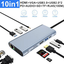 US 10 in 1 HUB Type-C to 4K HDMI VGA USB Multi Port Adapter for Laptop Macbook picture
