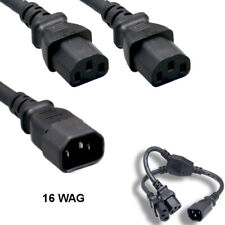 Lot of 10pc AC Power Extension Cable Y Splitter Cord IEC320 C14/ 2x C13 16AWG UL picture