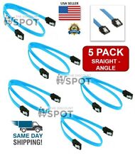 5-Pack 18” SATA III Cables Straight to Straight Angle SSD HDD Hard Drive Blue picture