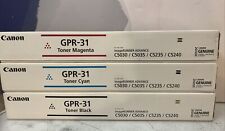 3-pack Genuine Canon GPR-31 Toner Cartridge Set - Black/Cyan/Magenta (No Yellow) picture