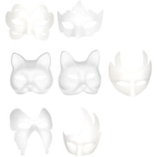 7 Pcs White Plain Masks Halloween Paper Party Favor DIY Pulp Paint Surface picture