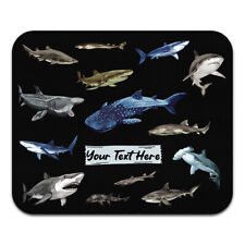 Personalized Name Custom Text Sharks Pattern Rectangle MousePad Computer Laptop picture