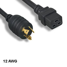 Kentek 8' ft 12 AWG Power Cord NEMA L5-20P to IEC-60320 C19 20A/125V SJT Black picture
