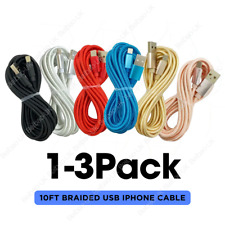 10Ft Braided USB Charger Charging Cable For Apple iPhone 14 13 12 11 X iPad Cord picture
