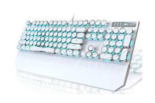 Camiysn Typewriter Style Mechanical Gaming Keyboard, White Retro Punk Gaming ... picture