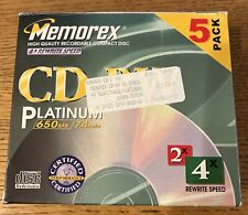 NEW Memorex CD-RW Platinum 650 MB 74 Min SEALED Blank CD (4x Rewrite Speed) 4 PK picture