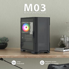 Vetroo M03 Black Micro ATX Gaming PC Case Compact Computer Case Tempered Glass picture