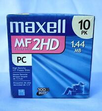 NOS Sealed 10 Pack Maxell MF2HD 3.5” HD 1.44MB High Density Floppy Disks 1.44MB picture