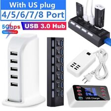 4/5/6/7/8 Port USB 3.0 Hub Adapter Charger for PC Mac Laptop Notebook Desktop picture