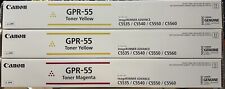 Lot of 3 Genuine Canon GPR-55 Toner Cartridges GPR55 - 1 Magenta, 2 Yellow picture