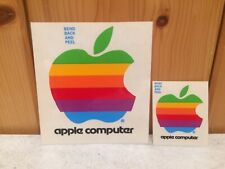 Two Original Vintage APPLE MACINTOSH Computer Rainbow Logo Stickers - 4” & 2” picture