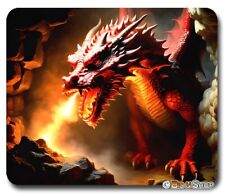 RED FIRE DRAGON - Mousepad / PC Mouse pad - Fantasy Art Dungeons Dragons GIFT picture