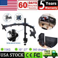 DOUBLE TWIN ARM DESK MOUNT BRACKET LCD COMPUTER MONITOR STAND 10”-30” SCREEN TV picture
