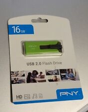 PNY 16 GB USB 2.0 Portable Flash Drive Green P-FD16GPRM-GE - New Factory Sealed picture