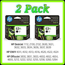 ⚫ 2 PACK Genuine HP 63XL High Yield Black OfficeJet Ink Cartridges 🆕 NEW SEALED picture