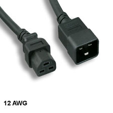 3' Black Heavy Duty Power Cord IEC-60320 C20 to C21 12AWG 20A/250V SJT PDU UPS picture