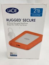 NEW LACIE RUGGED SECURE 2TB ENCRYPTED USB EXTERNAL HARD DRIVE ORANGE picture