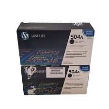 2 Genuine HP Laserjet 504A Black Print Toner Cartridges CE250A  picture