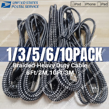 Bulk Lot 6Ft 10Ft Heavy Duty USB Charger Cable For iPhone 14 11 XR 8 7 iPad Cord picture