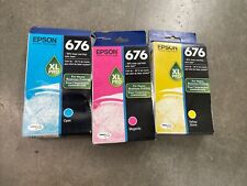 Lot of 3 GENUINE EPSON 676XL INK Magenta Yellow, Cyan Sealed See Description. picture