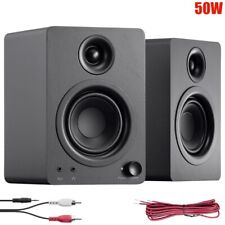 Pair 50W Active Powered Computer Speakers Wired Desktop PC Laptop 3.5mm AUX RCA picture