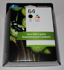 Genuine HP 64 Black & Tri Color Ink Cartridge 2 Pack Dated 2025 New picture