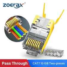 Zoerax RJ45 CAT7 CAT6A Pass-Through Connectors Gold Plated Shielded 30-100Pcs picture
