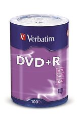 100 VERBATIM DVD+R 16X 4.7GB Silver Branded Logo Media Disc - Tape Wrap - 96526 picture