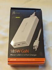 j5create 185W GaN PD3.1 USB-C 3-Port Super Charger White JUP37185W Open Box picture