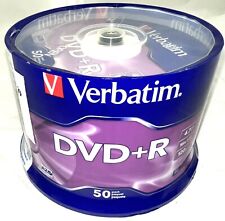50PK Verbatim 4.7GB DVD+R 16x Printable White Inkjet Media Storage Blank Disc picture