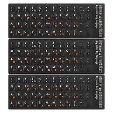 Hebrew Keyboard Stickers Black Background W Orange Lettering 3Pcs picture