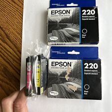 Genuine Epson 220 Lot Of 4 Ink Cartridges 2 Qty Black, Yellow, Magenta  picture