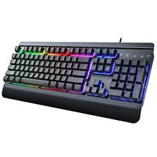 Dacoity Gaming Keyboard, 104 Keys All-Metal Panel, Rainbow LED Backlit Quiet Com picture