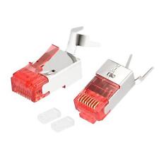 Cat7 Ethernet Shielded Modular Plugs, RJ45 Shielded Plug Red 10pcs picture