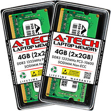 A-Tech 4GB 2 x 2GB PC3-10600 Laptop SODIMM DDR3 1333 MHz 204pin Memory RAM 2G 4G picture