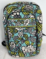Vera Bradley Green Blue White Floral Padded Laptop Carrying Backpack Clean EUC picture
