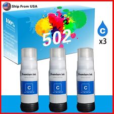 3PK T502 502 Cyan Refill Ink Bottle Used For ET-3760 ET-3710 ST-4000 Printer picture