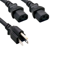 Lot of 10pcs AC Power Cord Y Splitter Cable 5-15P/2x C13 SJT 16AWG 13A 125V UL picture