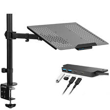 VIVO Black Single Laptop Desk Mount with USB Hub, Adjustable Extension Clamp picture