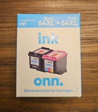 NEW Onn. 2-Pack Compatible Ink Cartridges for  HP 64XL 64 XL Black & Tri-Color picture
