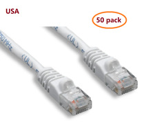 50pcs PTC Cat 6 Patch White Ethernet Internet LAN Network Cable 25 ft Lot 50 pcs picture