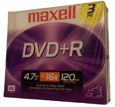 SEALED NEW Maxell 3 Pack DVD+R - Up to 16X 4.7GB Write Once Single Sided Discs picture