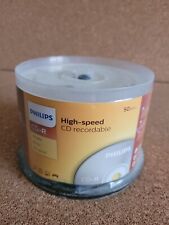 50 PHILIPS Blank 52X CD-R CDR Branded Logo 700MB 80min Media Disc picture