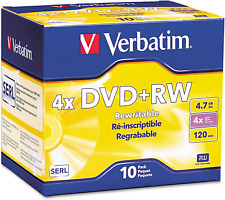 10 Pack Verbatim Blank 4X DVD+RW Logo Branded 4.7GB Rewritable DVD Disc 94834 picture
