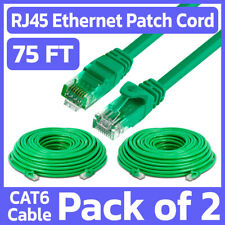 2 Pack 75 FT Cat6 Patch Cord Green RJ45 LAN Ethernet Cable Network Internet Cord picture