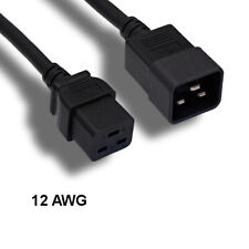 LOT10 15' Black Heavy Duty Power Cord IEC60320 C19 to C20 12AWG 20A/250V PDU UPS picture
