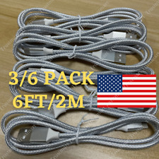 3/6x 6FT Nylon Braided USB Charger Cable Cord Lot For iPhone XR 11 12 13 14 8 7 picture